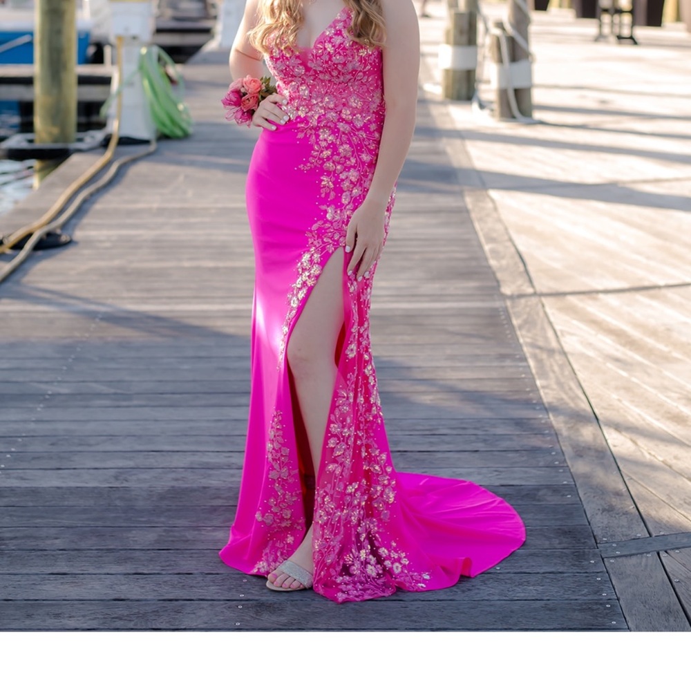 Pink Gold Strapless Sweetheart Bodycon Prom Dress